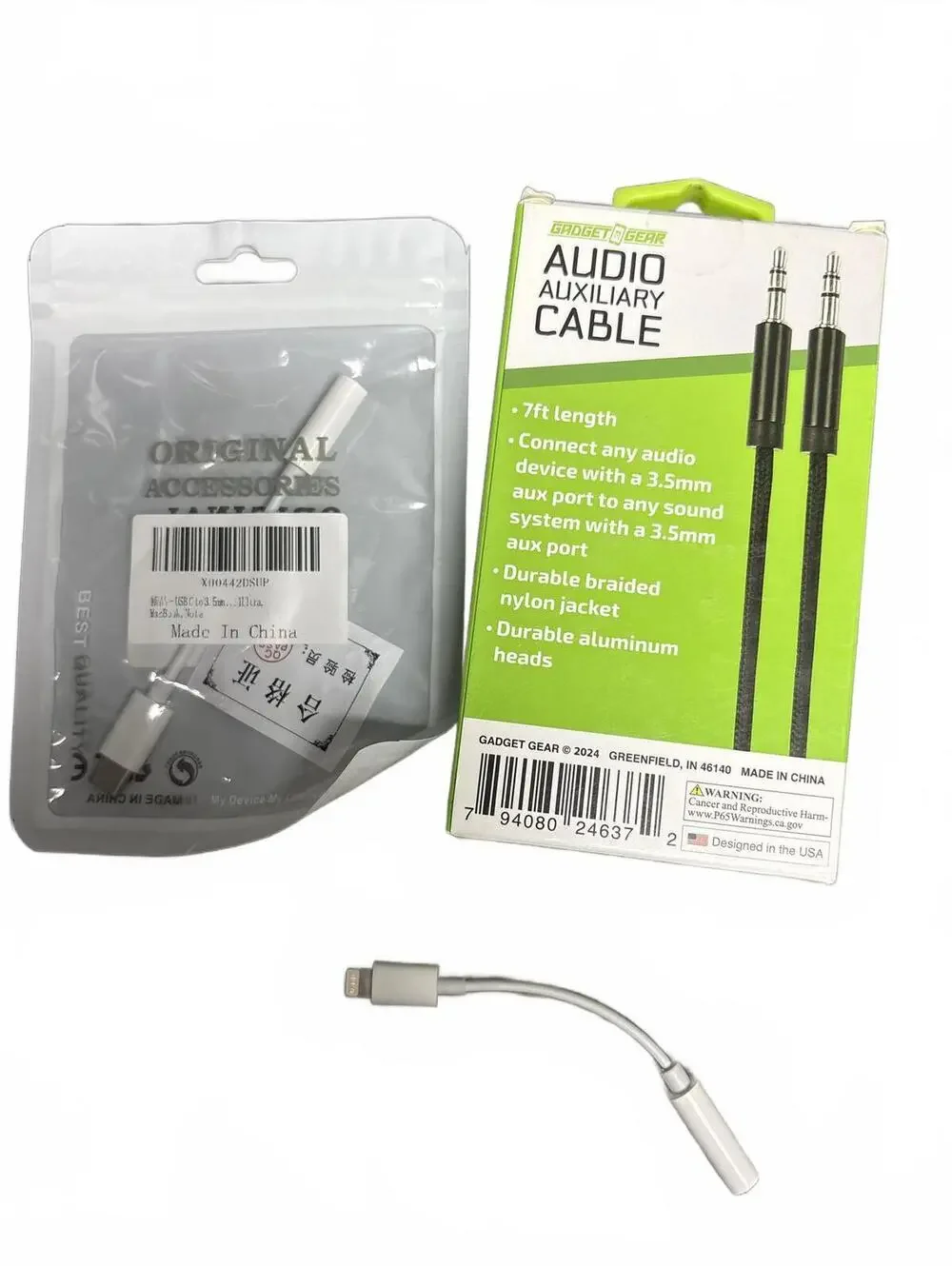 Gadget To Gear Audio Auxiliary Cable and Adapter Bundle